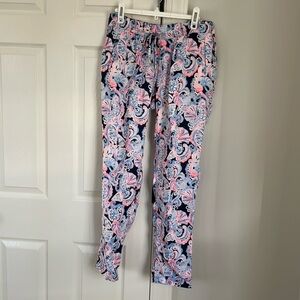 Lilly Pulitzer Navy Coral White Linen Pants